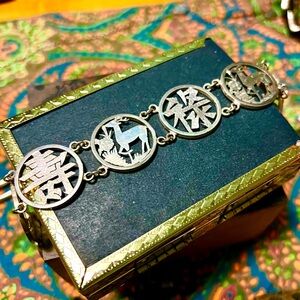 Vintage Good Fortune Kanji Deer Bracelet